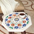 Antique Marble Top Coffee Table Carnelian Marquetry Floral Fine Design Decor Art