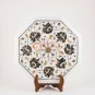 Marble Table Top Coffee Table With Wooden Black Mother of Pearls Floral Design