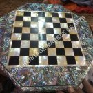 24" Marble Chess Outdoor Table Top Pauashell Inlay Stone Precious Decor E760A