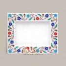 White Collectible Marble Photo Frame For Storage Picture Multi Stone Floral Arts
