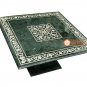 Green Marble Coffee Table Top Mother of Pearl Precious Inlay With Base H4040A