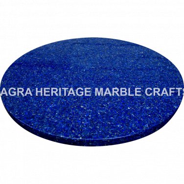 24" Blue Marble Coffee Outdoor Table Top Lapis Lazuli Random Inlay Decor H4899B