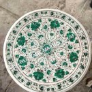 24" White Marble Console Coffee End Top Table Malachite Inlay Decor Hallway E753 24" White Marble Console Coffee End Top Table Malachite Inlay Decor Hallway E753