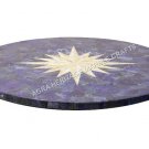 24" Blue Marble Bedroom Coffee Table Top Lapis Inlay Abalone Art Home Decor E586