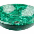 18" Exclusive Green Marble Washbasin Natural Stone Sink Random Art Home Decor
