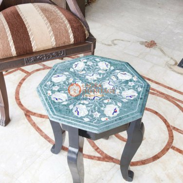 15" Marble Green Counter Coffee Table Top Mop Inlaid Floral Fine Art Home Decor