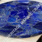 15" Elegant Marble Bedroom Center Table Top Lapis Lazuli Inlay Random Art H4752A