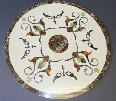 18" Marble Round Coffee Kitchen Table Top Inlay Mosaic Art Furniture Decor H5023