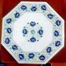 12" Marble Bedroom Center Table Top Lapis Lazuli Inlay Kitchen Patio Decor E1015