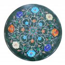 18" Green Marble Coffee Table Top Inlay Lapis Turquoise Hakik Marquetry Decor