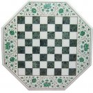 18" Marble Coffee Chess Table Top Malachite Inlay Floral Elephant Art Home Decor