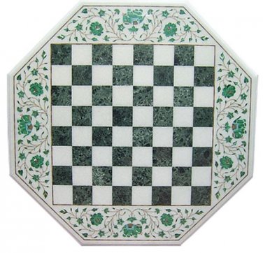 18" Marble Coffee Chess Table Top Malachite Inlay Floral Elephant Art Home Decor