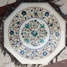 Beautiful Marble Hallway Corner Top Table Malachite Inlay Floral Art Decor H5384
