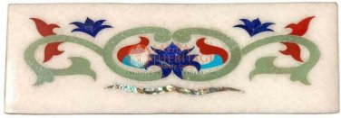 12"X6" Marble White Handmade Wall Decor Tile Lapis Floral Italian Christmas Gift