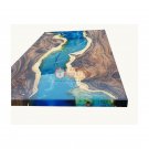 Epoxy Blue Resin River Custom Dining Table Top Handmade Wooden Walnut Art Decor Epoxy Blue Resin River Custom Dining Table Top Handmade Wooden Walnut Art Decor