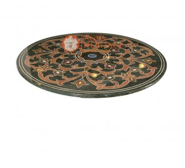 36" Green Marble Round Dining Table Top Mosaic Inlay Furniture Home Decor H5222