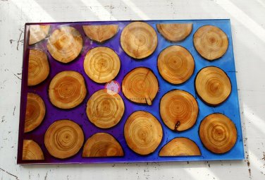 Epoxy Clear Blue Pink Resin Walnut Handmade Dining Corridor Table Top Home Decor