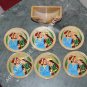 Hand Painted Marble Round Coffee Tea Coaster Set Mughal Design Home Decor H5715