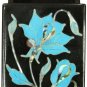 1.5"x2" Black Jewelry Storage Box Turquoise Floras Pietradura Art Christmas Gift