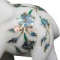 2.5" Marble Inlaid Trunk Up Elephant Statue Pauashell Floral Fine Veterans Gifts