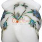 2.5" Marble Inlaid Trunk Up Elephant Statue Pauashell Floral Fine Veterans Gifts