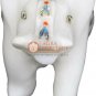 2.5" Marble Inlaid Trunk Up Elephant Statue Pauashell Floral Fine Veterans Gifts