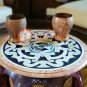 15" Black Marble Nesting Top Table Pietradura Inlaid Stone Design Handmade Gift