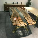 Black Honey Cube Resin Conference Center Table Top Luxury Walnut Decorative Deco