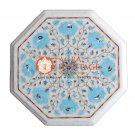 13" Marble Coffee Table Top Turquoise Marquetry Inlay Outdoor Decorative H020