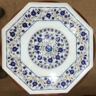 15" Marble White Coffee Outdoor Table Top Lapis Lauli Inlay Living Decor H4738A 15" Marble White Coffee Outdoor Table Top Lapis Lauli Inlay Living Decor H4738A