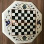 12" White Chess Mosaic Top Custom Table Lapis Peacock Inlaid Art Veterans Gifts