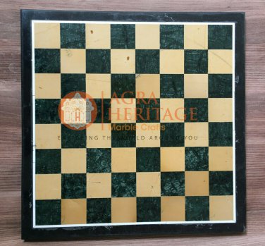15"x15" Green Marble Chess Set Custom Table Top Inlay Stone Art Christmas Gifts