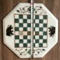 12" White Marble Chess Top Custom Table Malachite Elephant Art Columbus Gift Art