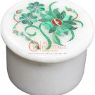 2"x2" Marble White Ring Trinket Box Malachite Floral Design Thanksgiving Gift