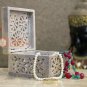 4"x4" Soapstone Jewelry Storage Box Filigree Floral Design Collectible Gift Her