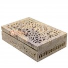 6"x4"x2" Soapstone Handmade Jewelry Storage Box Intricate Art Decorative Gifts 6"x4"x2" Soapstone Handmade Jewelry Storage Box Intricate Art Decorative Gifts