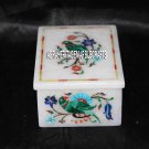 4"x3"x2'' Marble Jewelry Box Marquetry Parrot Multi Inlay Arts Decor Best Gifts