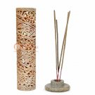 11" Soapstone Incense And Candle Holder Lattice Floral Design Home Decor Gifts