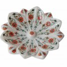White Marble Fruit Bowl Real Carnelian Gem Marquetry Floral Kitchen Gifts Decor White Marble Fruit Bowl Real Carnelian Gem Marquetry Floral Kitchen Gifts Decor