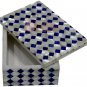 6"x4"x2" Marble White Top Jewelry Vintage Box Mosaic Lapis Art Halloween Gift