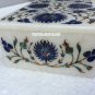 6"x4"x2" Marble Jewelry Storage Box Lapis Lazuli Malachite Inlay Floral Decor