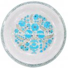 White Marble Fruit Bowl Fine Turquoise Inlay Arts Marquetry Kitichen Gift H1441