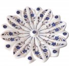 White Marble Fruit Bowl Fine Lapis Lazuli Marquetry Floral Inlay Arts Home Decor