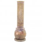 10.5" Natural Soapstone Candle And Incense Holder Stick Filigree Inlaid Design