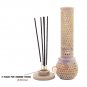 10.5" Natural Soapstone Candle And Incense Holder Stick Filigree Inlaid Design