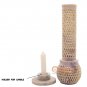 10.5" Natural Soapstone Candle And Incense Holder Stick Filigree Inlaid Design