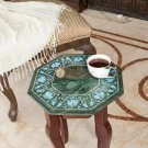 13"x13" Marble Green Top Console Table Turquoise Inlaid Art Living Room Decor 13"x13" Marble Green Top Console Table Turquoise Inlaid Art Living Room Decor