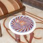 Marble Coffee Table Top With Wooden Stand Lapis Mosaic Inlaid Art Garden Decor