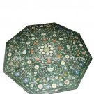24" Green Marble Hallway Bedroom Table Top Mosaic Inlay Floral Arts Decor H5053