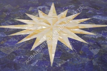 12" Blue Marble Bedroom Coffee Table Top Lapis Inlay Abalone Art Home Decor